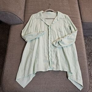 Calvin Klein Performance Mint Green Mixed Media Casual Longline Top Tunic Large